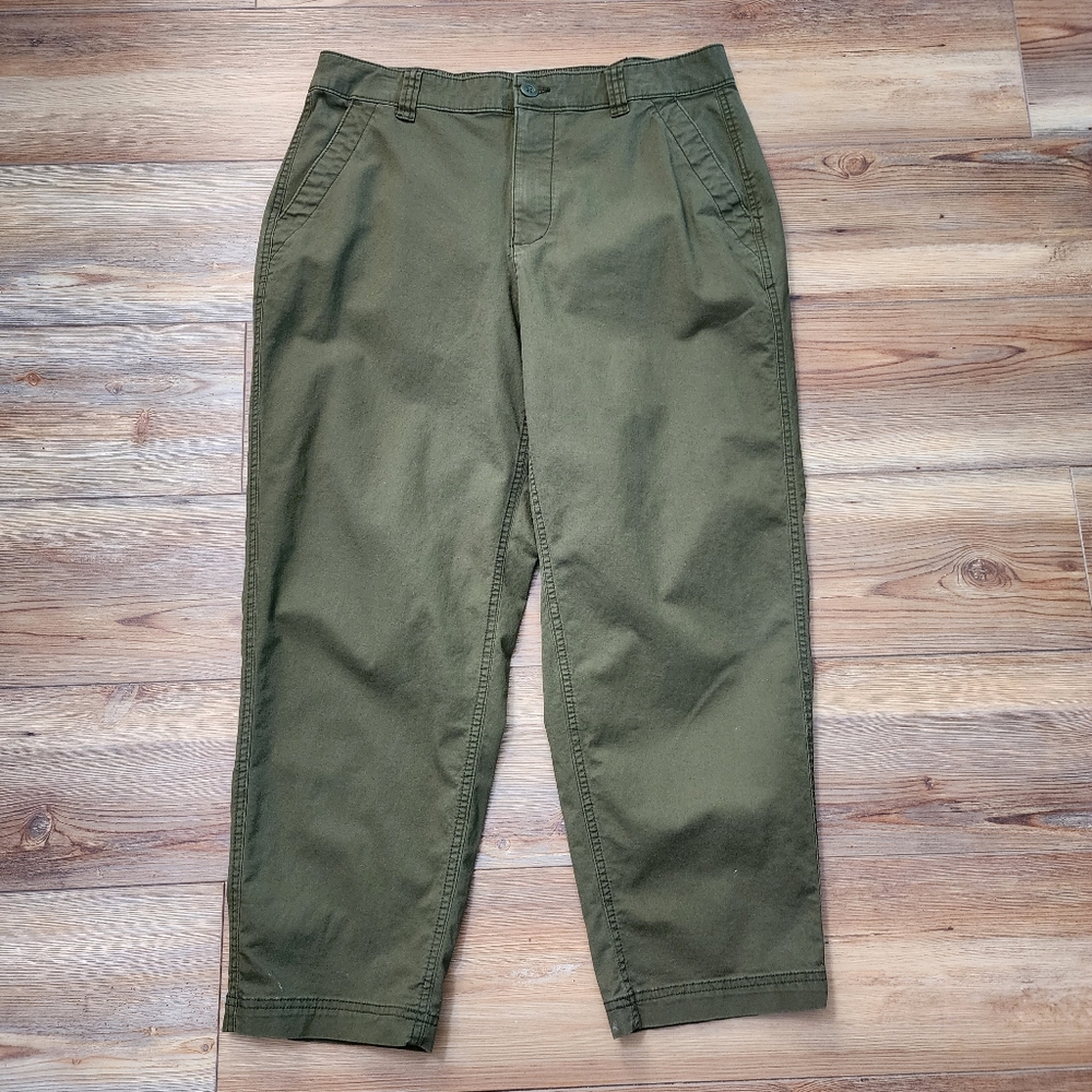 Old Navy Pants Women's L Green High-Waisted OG Chino Tapered Straight Pants